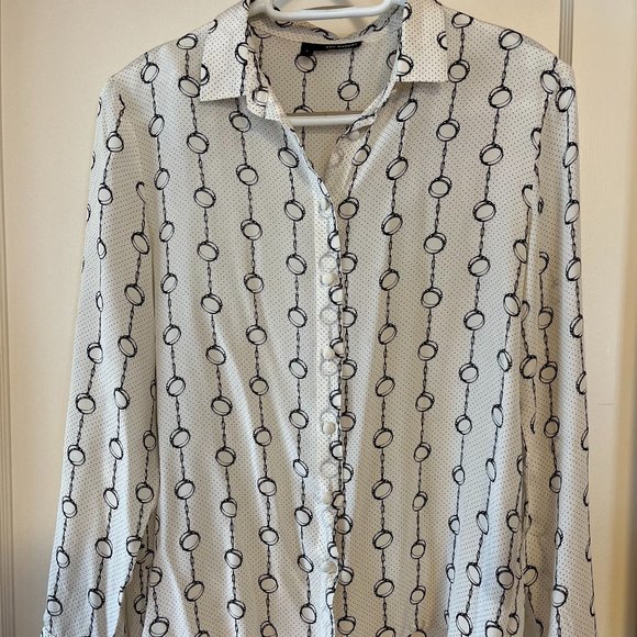 The Kooples Handcuff Print Silk Button Down in size 2 - Picture 1 of 2